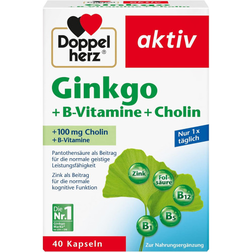 Viên bổ não DoppelHerz Aktiv Ginkgo + B-Vitamine + Cholin 40 viên